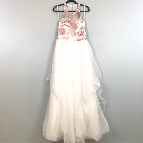 Embroidered Mesh & Tulle Halter Gown for Prom - Picture 5 of 8